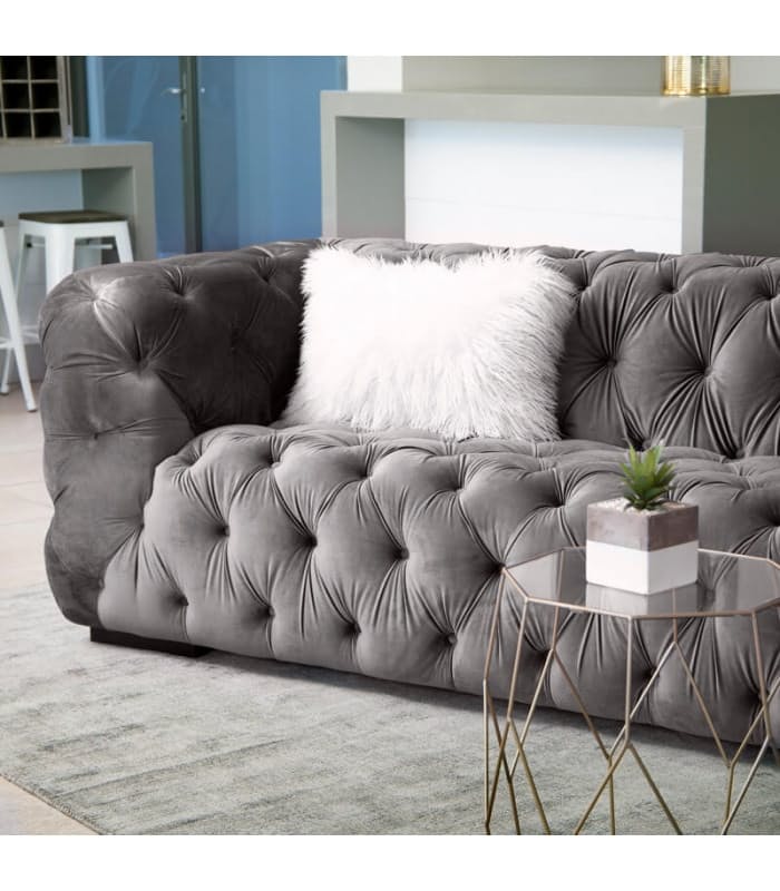 Coleford 3 Seater Velvet Couch - Space Grey