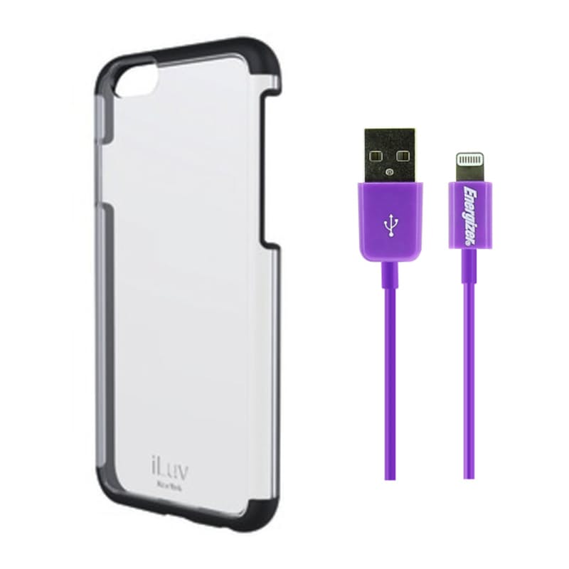 Black Phone Case with Purple Cable