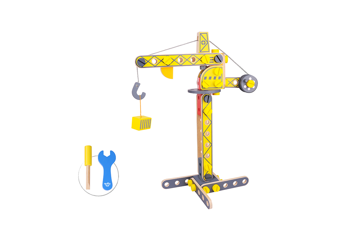 33 off on Kids DIY (Build It) Wooden Toy Construction Crane Set