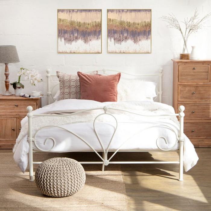 Timeless Ivory Coloured Metal Bed