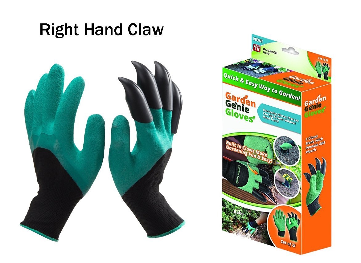 garden genie gloves with claws on right hand