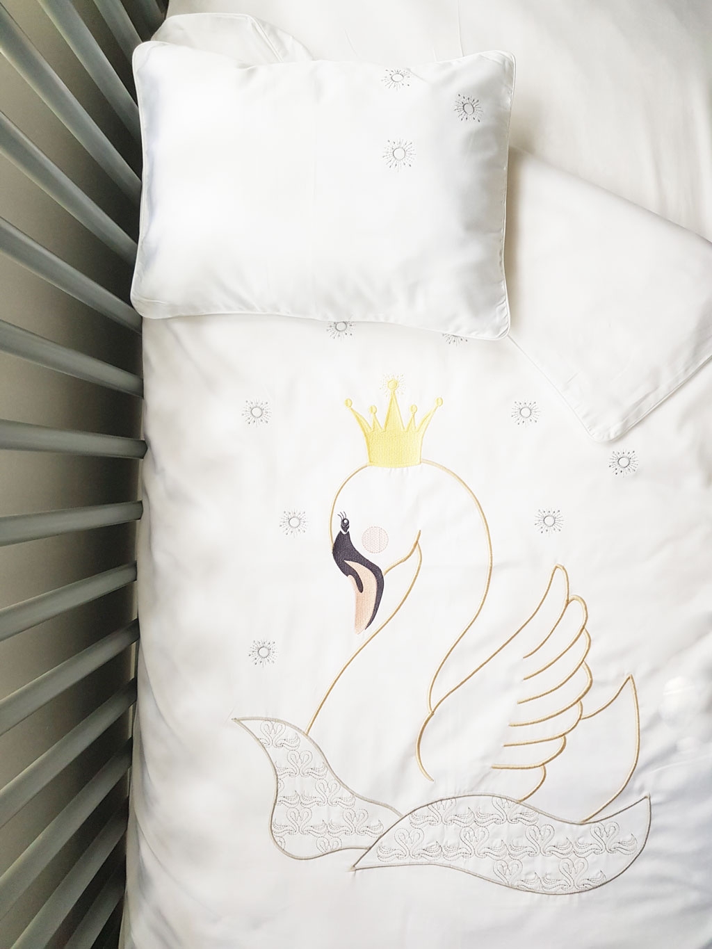 swan cot bed bedding