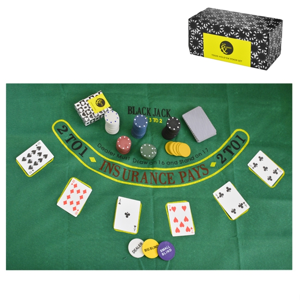 43 off on Texas Hold'em Blackjack Set with Cards + Chips