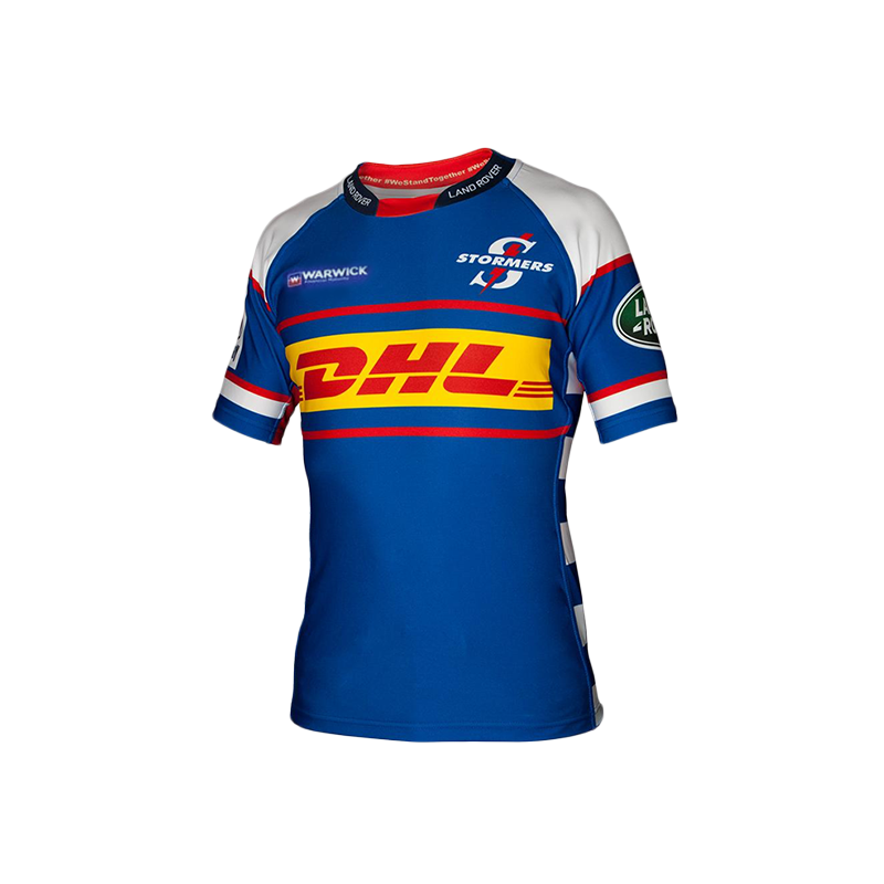 Women's Rugby Jersey Top - Long Sleeve, Polo Neck, Stripe Pattern, Lightweight Pique Knit