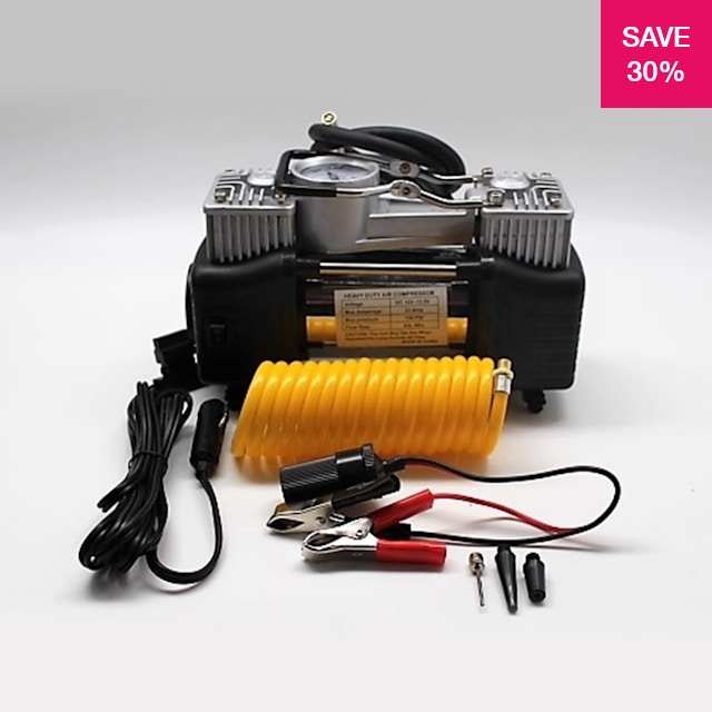 30% off on 12V DC Portable Auto Air Compressor with Pressure Gauge and Adapters portable air compressor for car autozone