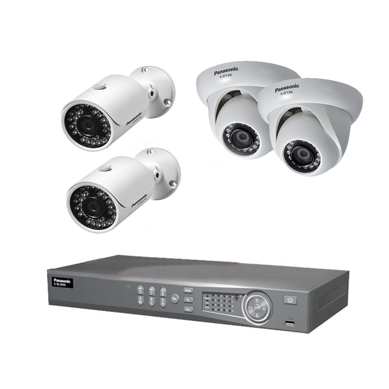 1 x 4 Port NVR, 2 x Dome Cameras and 2 x Bullet Cameras