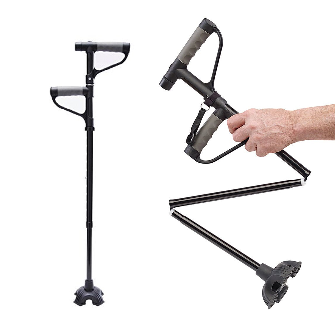 57 off on Convenient Foldable TwoHandle Walking Cane OneDayOnly