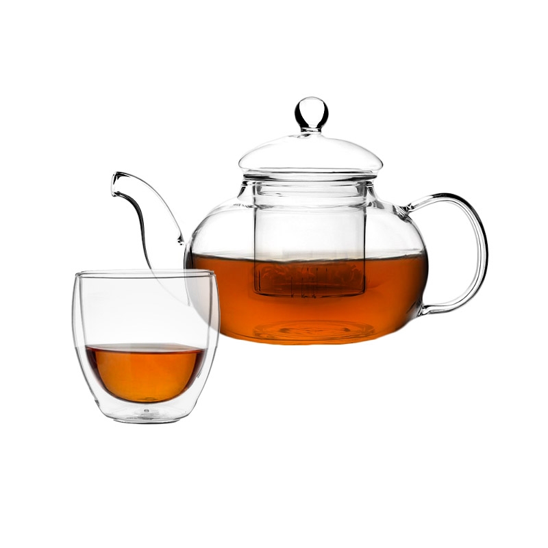 46 off on Set of 4 350ml Double Walled Glasses & 600ml Glass Tea Pot