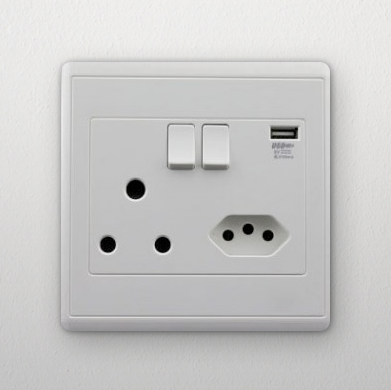34 off on Wall Socket with 2 Pin Plug and BuiltIn USB Port
