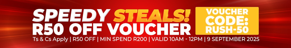Use code: RUSH-50 for R50 off 