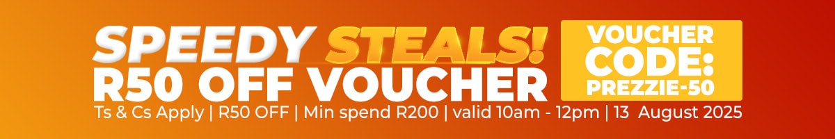 Use code: PREZZIE-50 for R50 off